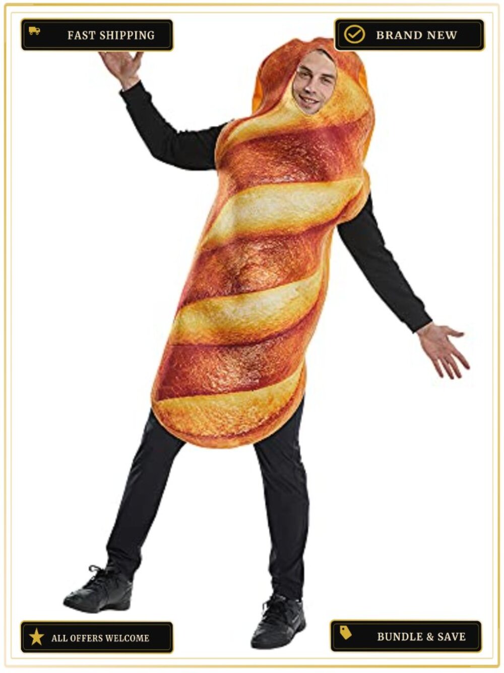 Adult Bread Costume 3D Printed Novelty Halloween Cosplay Party Outfit Unisex